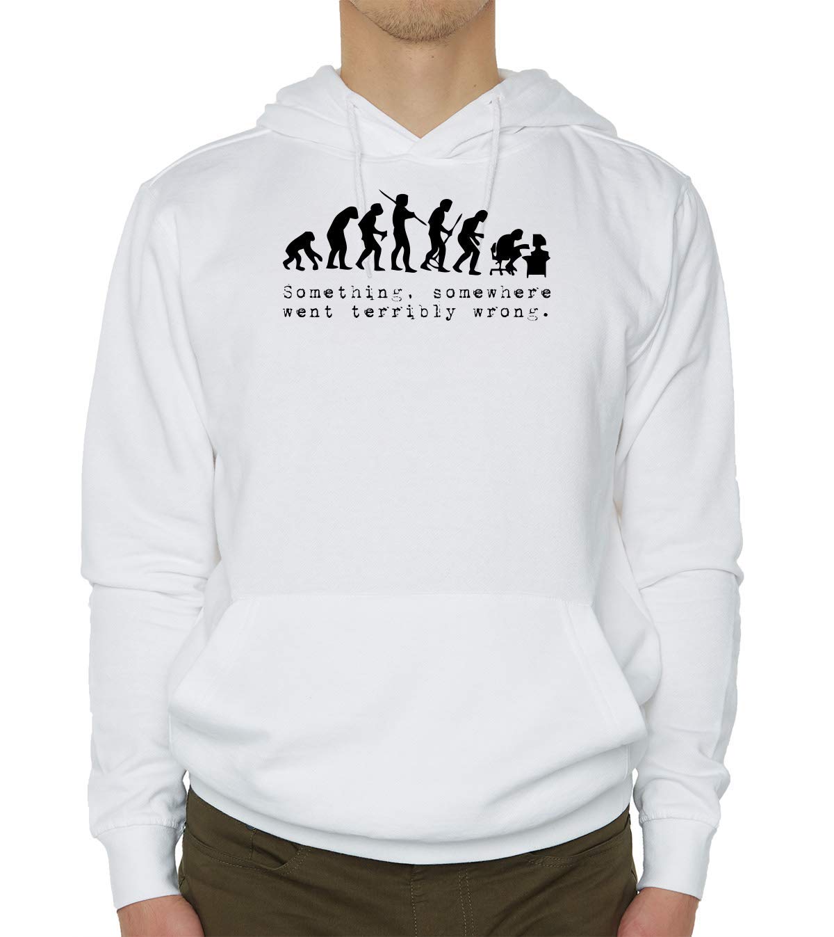 Hoodie Blanc Slogan Funny Something Somewhere Went Wrong M - 2