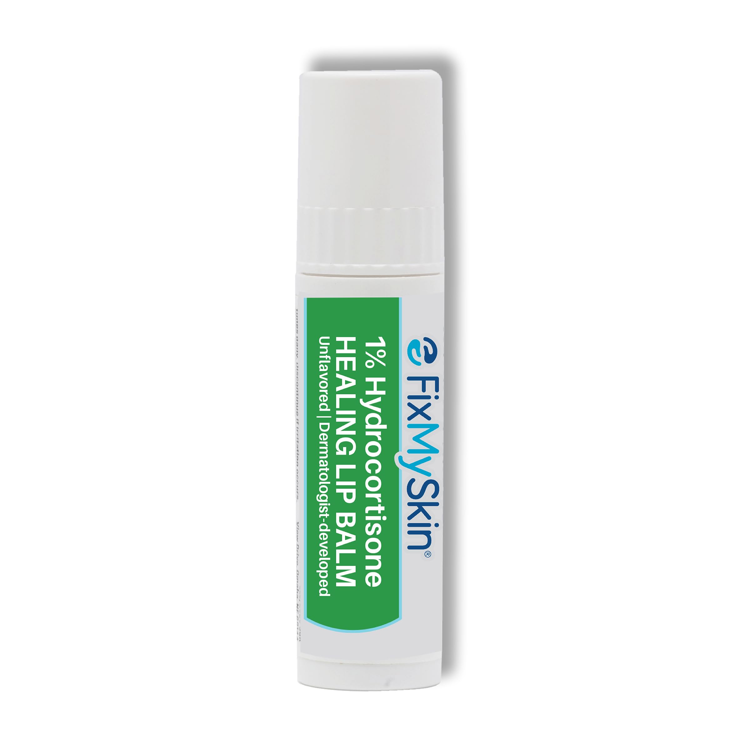 FixMySkin1% Hydrocortisone Healing Lip Balm, Unflavored – Soothes Dry, Cracked & Irritated Lips, Relieves Chapped Lips, Cold Sores & Eczema, Dermatologist Developed, Travel-Friendly Tube, 0.15 oz