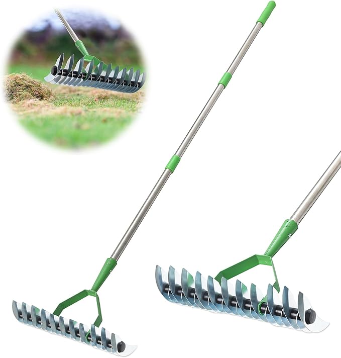 Thatch Rake, Garden Dethatcher Rakes for Lawns Heavy Duty