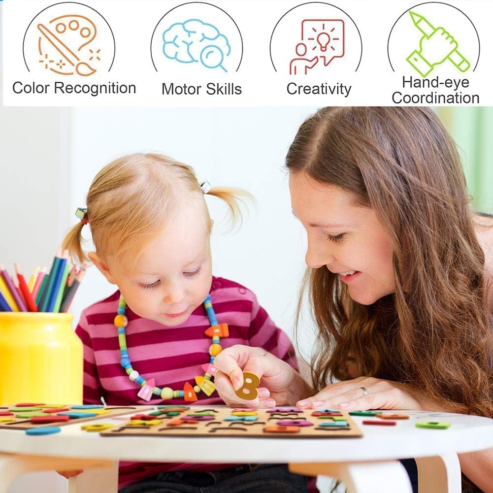 GaxQuly 3 in 1 Wooden Puzzles for Toddlers | Educational Board Game ABCD Alphabets, Numbers & Shapes Puzzles | Toddler Learning Puzzle Toys for Kids | Early Education Gift for Kids (Classic) 1