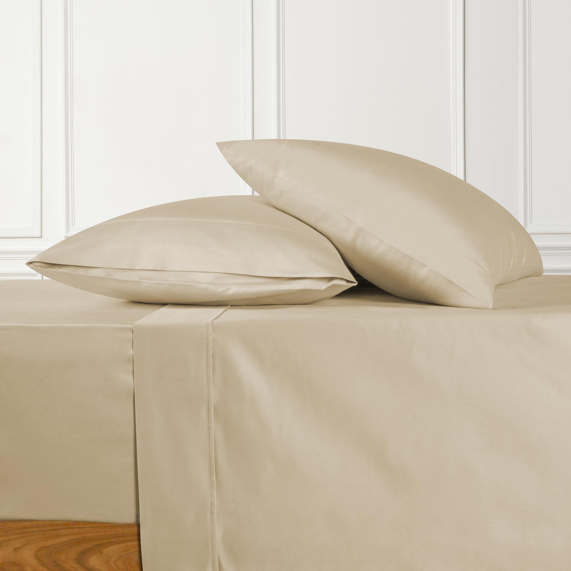 Urban Hut Set di lenzuola in cotone egiziano a 700 fili, 4 pezzi, morbide e lussuose, per letto singolo, lenzuola da hotel in rasatello, con tasca profonda elasticizzata da 35,5 cm, colore: sabbia