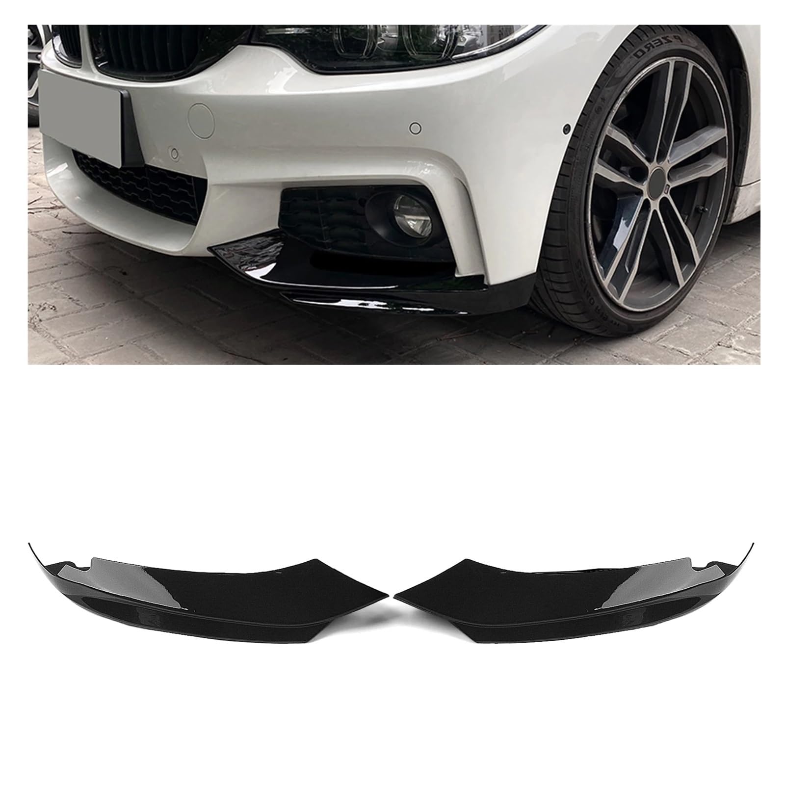 Lyjstore Osłona zderzaka przedniego, boczna, kompatybilna z BMW serii 4 F32, F33, F36 M-Tech 2014-2020, połyskliwa czerń/wygląd włókna węglowego, dolna warga rozdzielająca