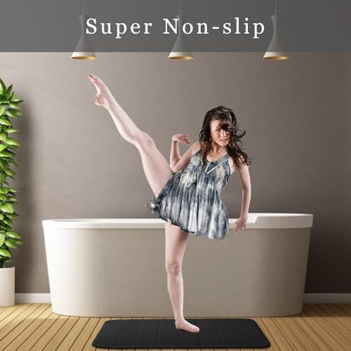 Miniatura 2 de JMTOOR Tapete de baño de espuma viscoelástica de 17 x 24 pulgadas, terciopelo coral, súper antideslizante, rápida absorción de agua, suave y cómodo,