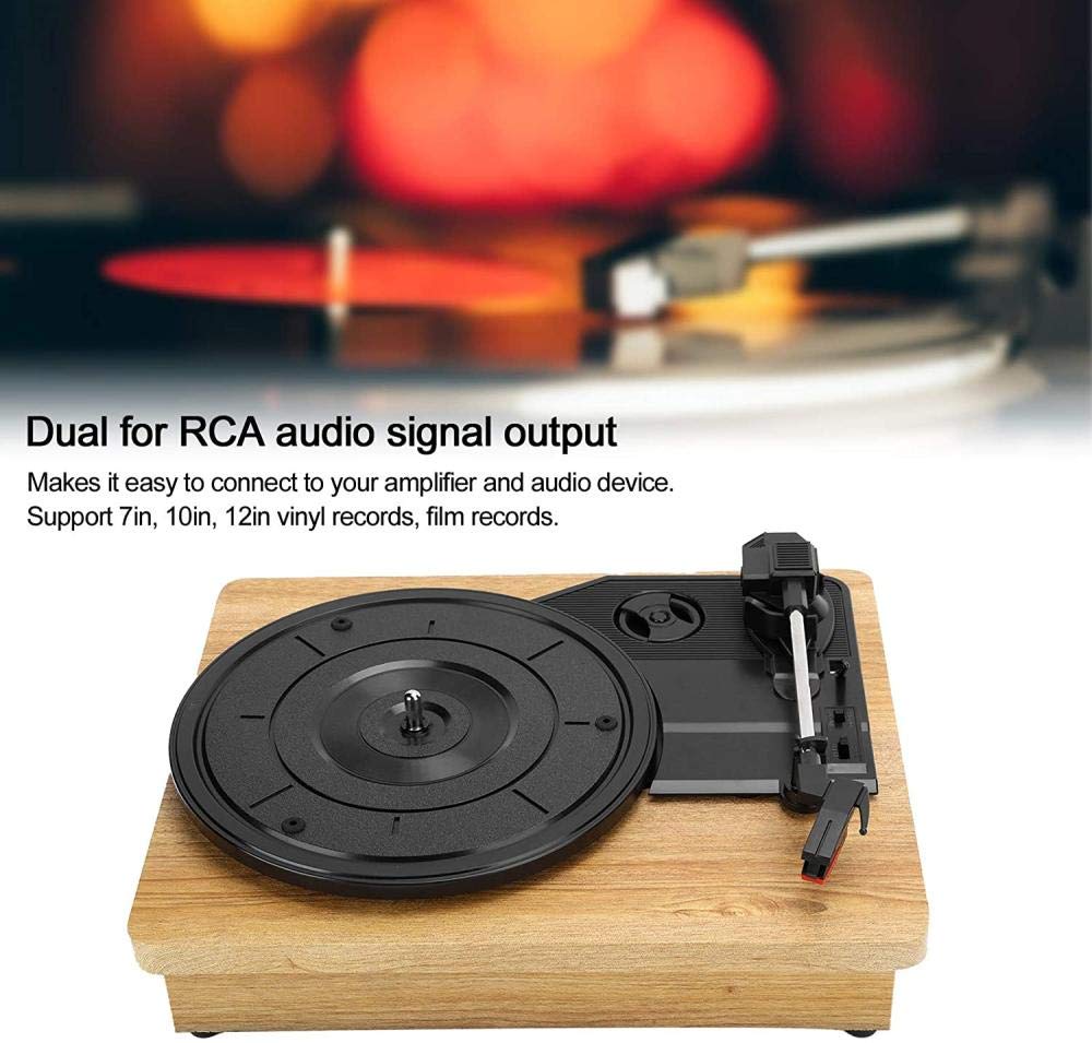 Lettore di vinili vintage, giradischi in vinile 33/45/78 giri/min Supporto per giradischi 7 10 12 Dischi in vinile Dischi cinematografici Doppio per uscita segnale audio per uscita RCA R/L Grammofono