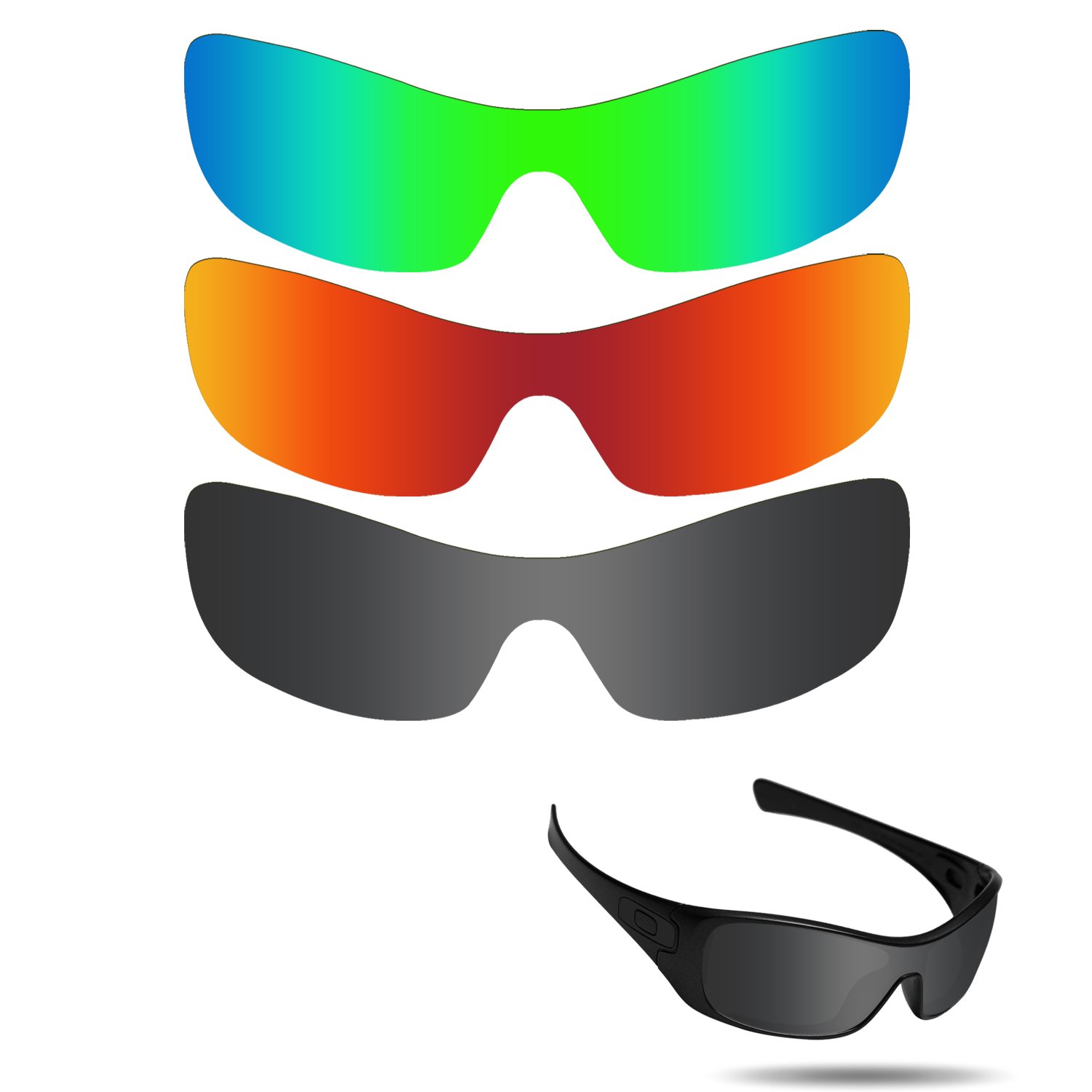 Fiskr Anti-Saltwater Polarized Replacement Lenses for Oakley Antix 3 Pair Pack