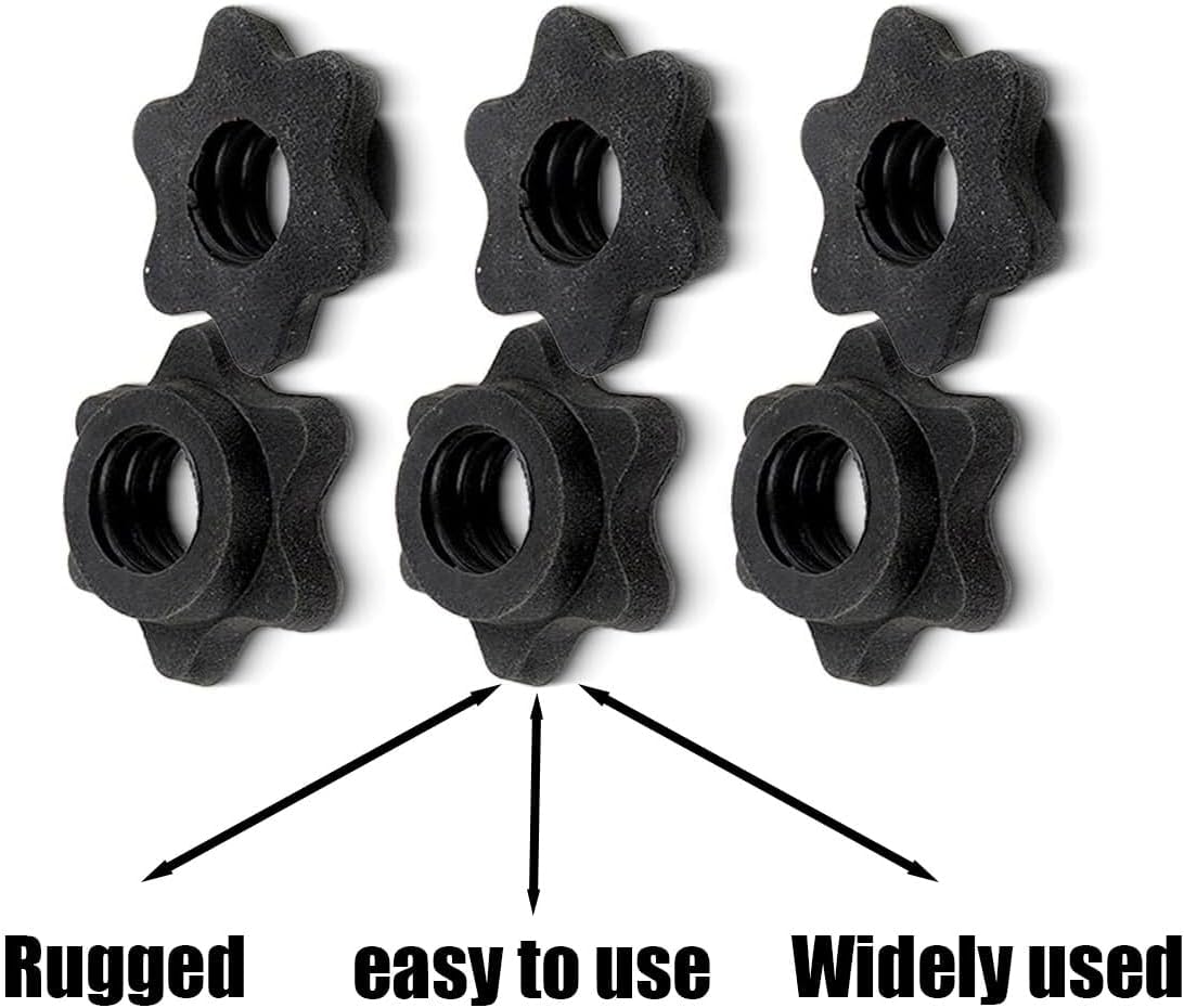 6 dadi esagonali per manubri corti, chiusura rapida antiscivolo, chiusura rapida a stella, clip per bilanciere in plastica (nero, 25 mm), per allenamento sportivo (nero, 25 mm)