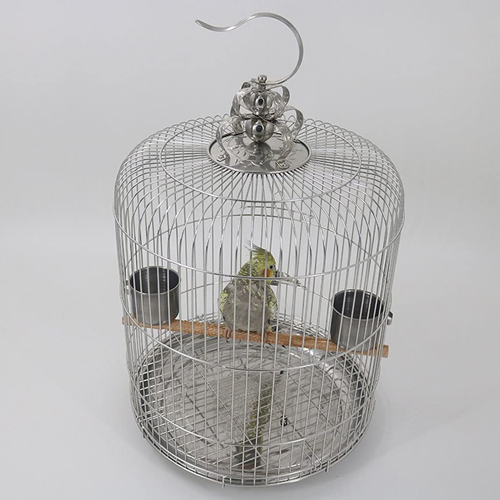 Gabbia Voliera La gabbia per uccelli dell'acciaio inossidabile può appendere la tazza di cibo per animali domestici, adatto per il mughetto del pappagallo del canarino Phoenix Peony Peony Budgerrigar