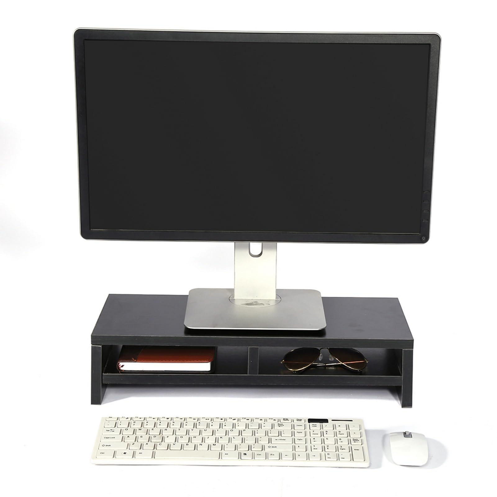 Annadue Supporto per Monitor Computer, Scaffale da Tavolo a 2 Livelli, per | Robusto rialzo per schermo in legno con ripiano portaoggetti, per scrivania da ufficio e spazio di lavoro domestico