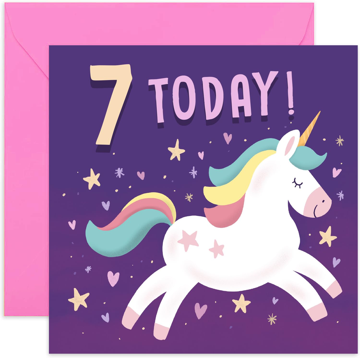 Tarjeta De Cumpleaños Número 7 Para Nieta – Tarjeta De Cumpleaños De Unicornio  Para Niña Joven, Tarjeta De Séptimo Cumpleaños Para Niña, Regalo De, image size:1500x1493