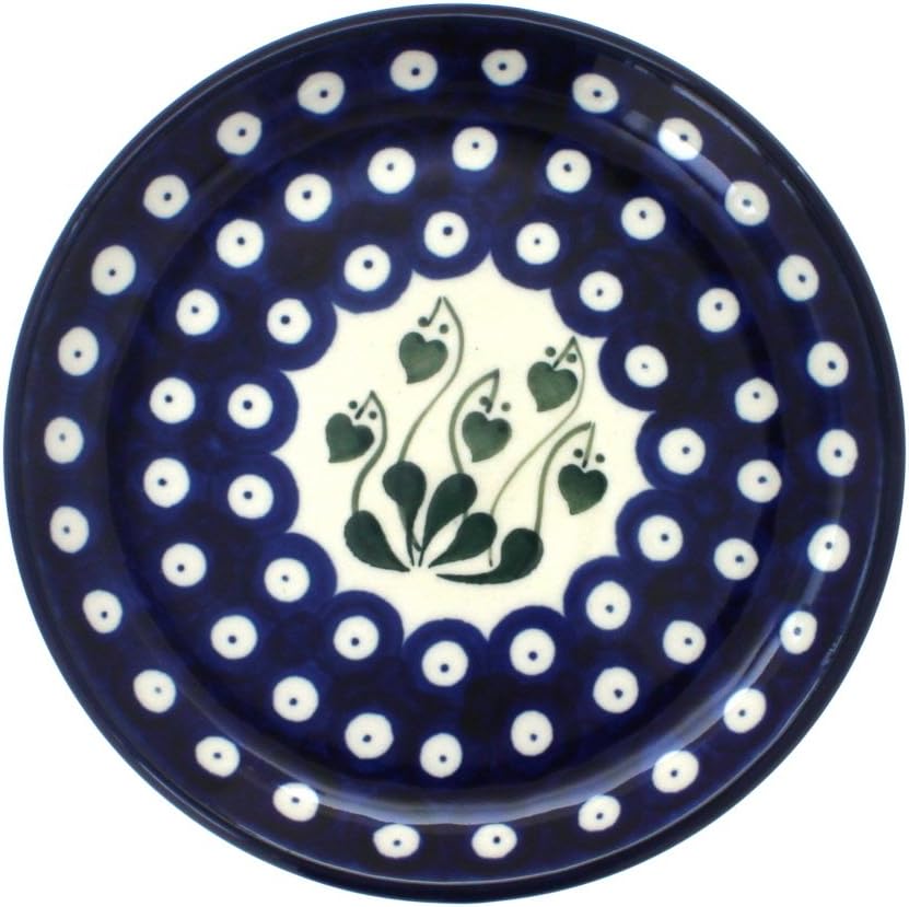 Blue Rose Polish Pottery - Red Hummingbird Saucer - 6.25" Diameter - Perfect for Espresso, Cappuccino or Snacks