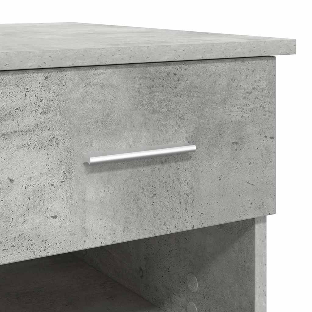 Scrivania grigio cemento in legno ingegnerizzato 90 x 49 x 75 cm con cassetto e ripiano, tavolo da lavoro per ufficio, studio, smartworking, postazione PC gaming salvaspazio