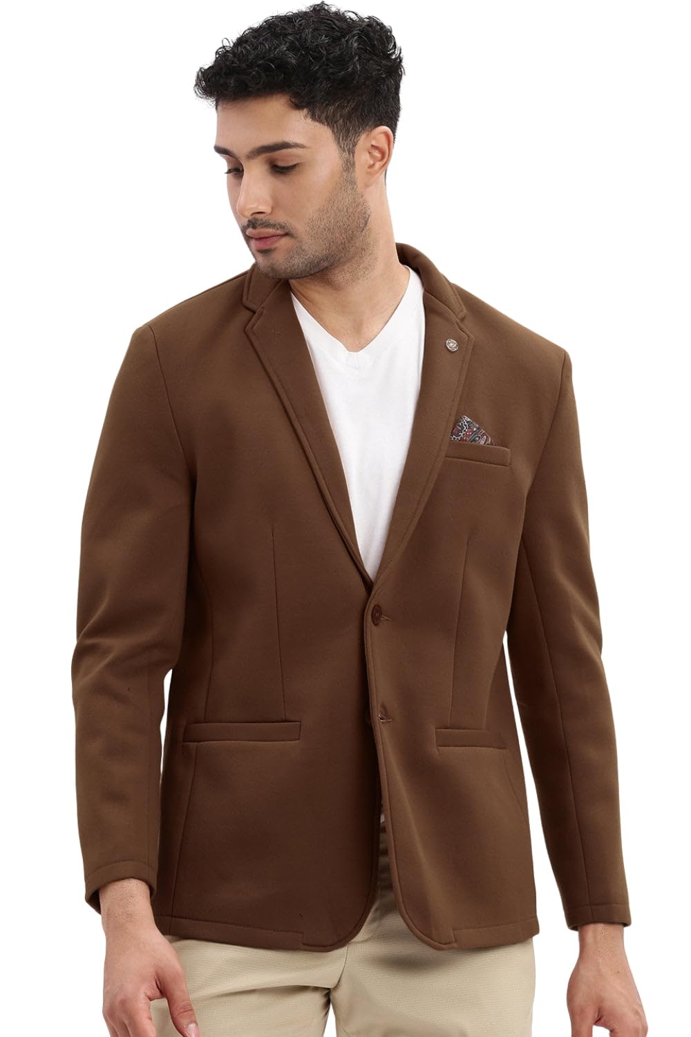 showoffff Men's Brown Single-Breasted Slim Fit Blazer with Notch Lapel-STCW-BZ-12_Brown-picture-10