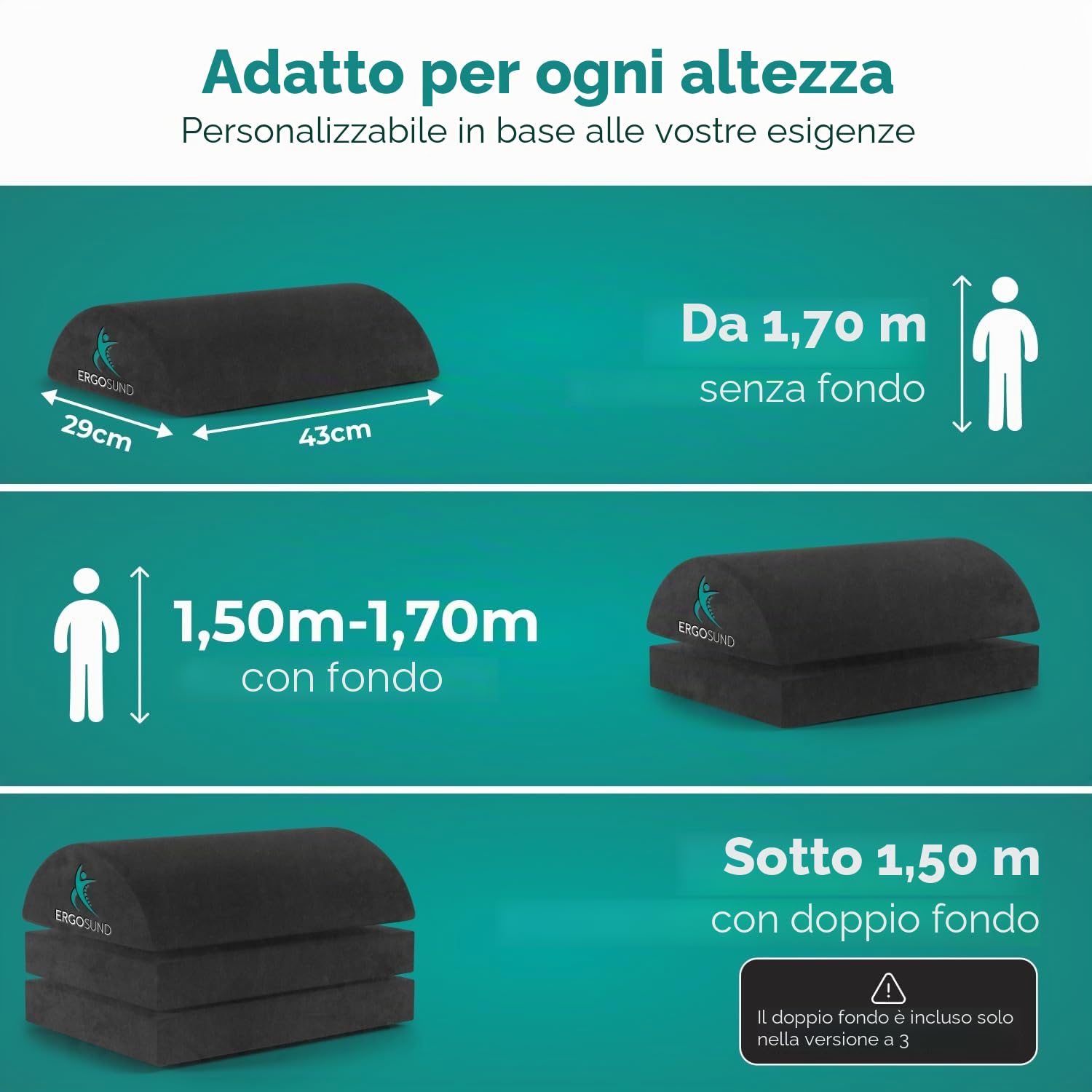 ERGOSUND Poggiapiedi da scrivania [con tasca migliorata] poggiapiedi regolabile in altezza [antiscivolo] poggiapiedi ergonomico, per ufficio