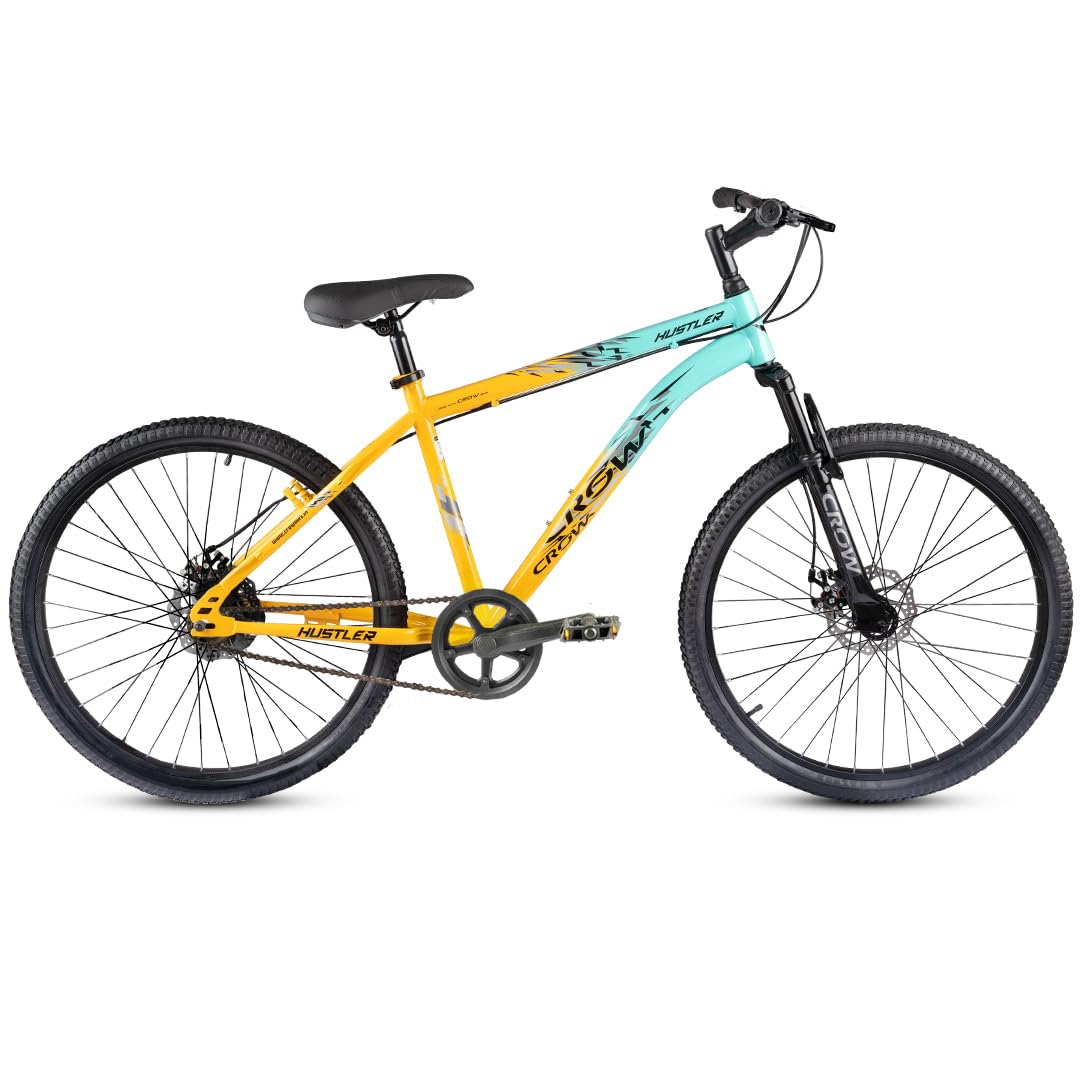 CROW - Hustler Single Speed 26" T Mountain Bike | Suspension Fork | Dual Disc Brakes | Hitensile Steel Frame | Ideal for 12+ & 5 to 5.8 FT-image-1