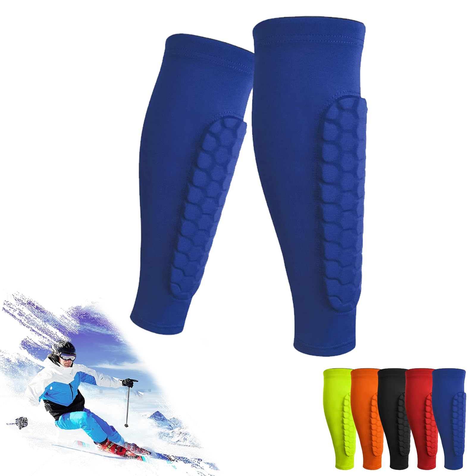Achilles Shinbang Shields, Frost Armours Ski Shields, Shin Defender Shin Guards, Ski Shin Guards, Shindefender Shin Guards, Soccer Shin Guard, Shin Guards Soccer Adult for Sports (Blue, XL)
