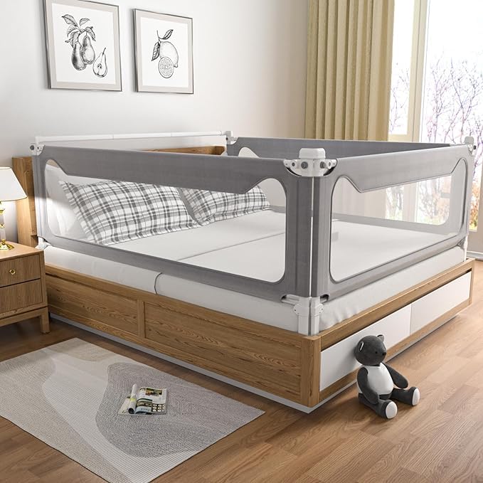 Image of Sephyroth Bed Rails for Toddlers (3 Pack), Upgrade Baby Bed Rail Guard with Height Adjustment, Specially Designed for King Size Bed（2sides78.7”+1side74.8）