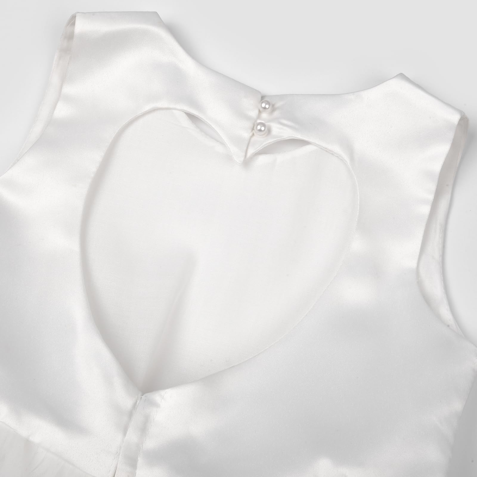 JerrisApparel Vestito Bambina Tulle Senza Maniche Schiena Cuore Vita Perline Cerimonia Matrimonio Comunione