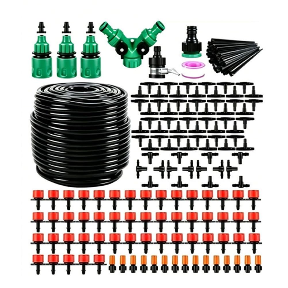 Aundhegrtt As Shown Automatic For Garden Watering Sprinkler 164Ft Drip Irrigation System Kit 1/4" Tubing For Greenhouse Yard Lawn