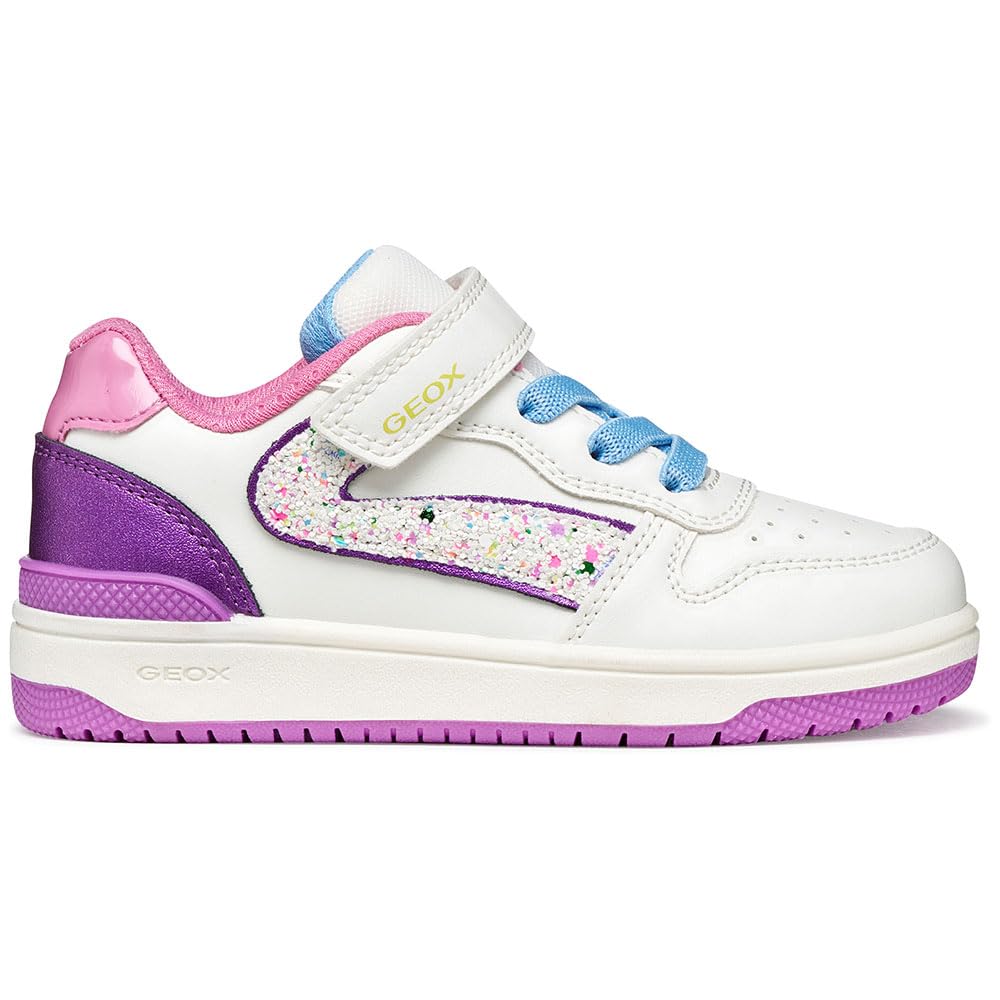 Geox Girl's J Washiba Sneaker, White Dk Purple, 1.5 UK