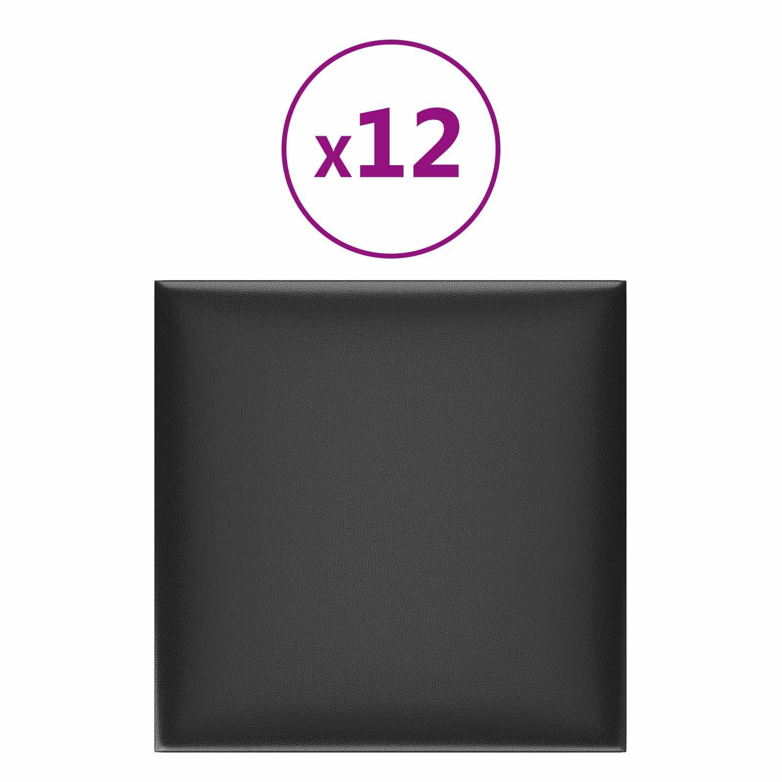 Zagłówki ścienne, 12 sztuk, 30 x 30 cm, czarne, materiałowe, panele do tapicerki wewnętrznej, sypialni, salonu, korytarza, aranżacji pomieszczeń, renowacji, listwa montażowa, deska profilowa