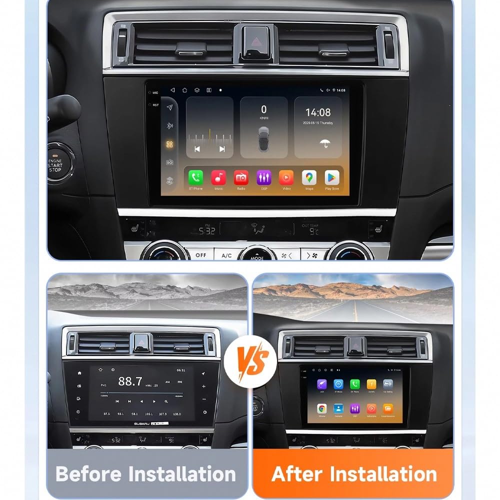Radio Macchina Touch Screen per Subaru Legacy Outback 2015-2018 Wireless Carplay Android Auto Stereo Auto Bluetooth Ips con Pantalla Táctil con Gps, 4 Nucleo 1G+32G