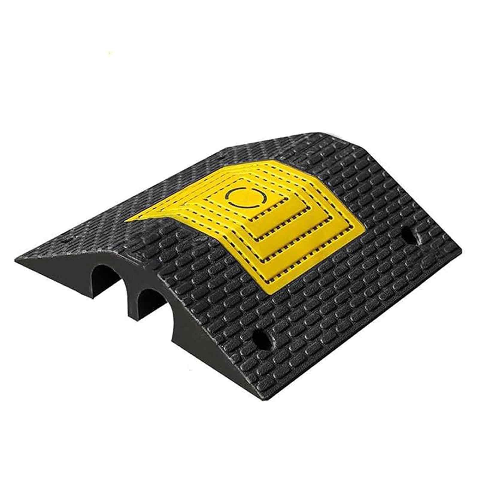 Protector de Cables para Suelo, Reductor Velocidad de Goma con 2 Canales, Cubiertas de Suelo Protector de Cable para Carreteras, Comunidades y Garajes