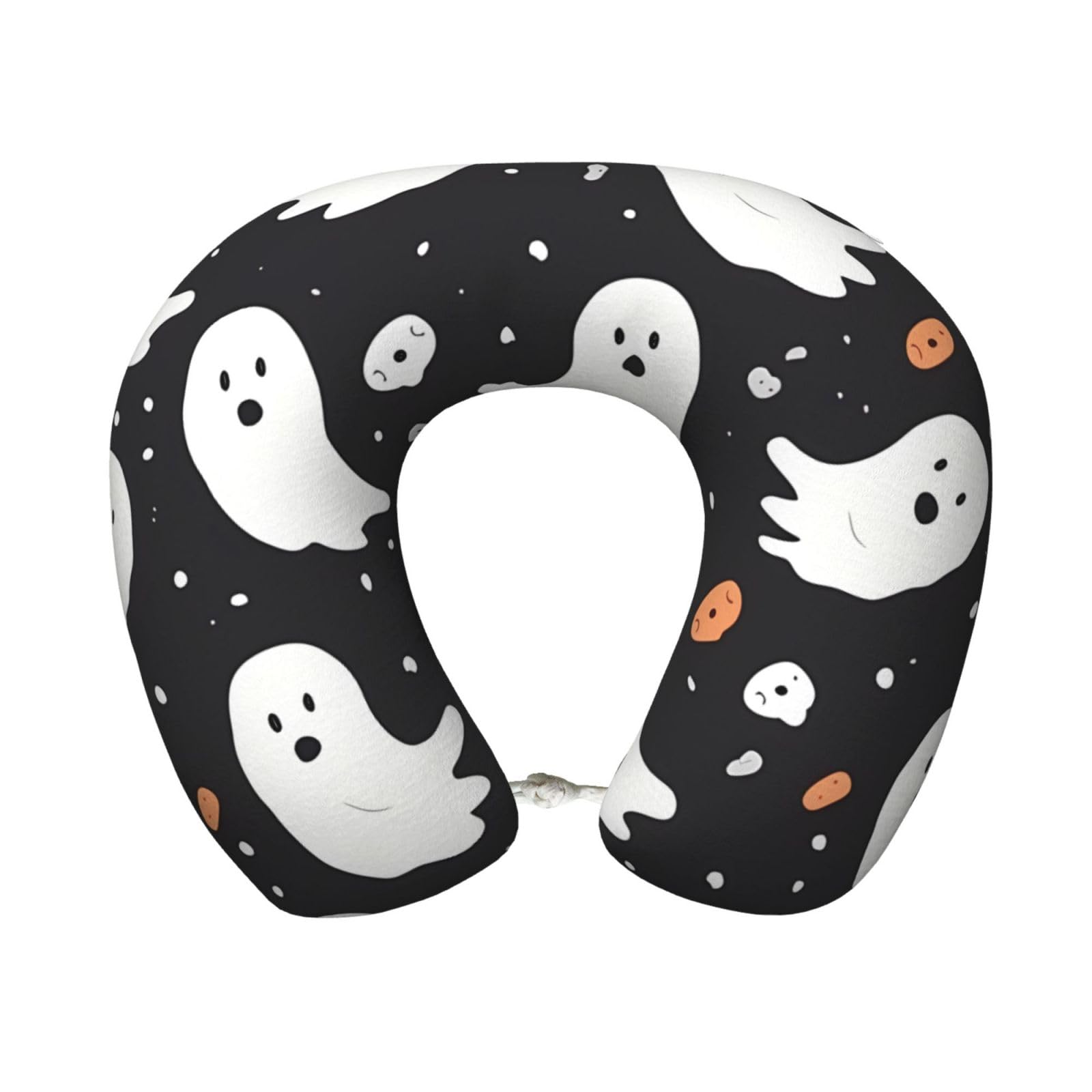 FekiLoot Travel Pillow for Sleeping, Cute Ghost Halloween Pattern Travel Neck Pillow Comfortable U Shape Memory Foam Neck Rest Support Portable Travel Accessories Suitable for Airplane Car Office