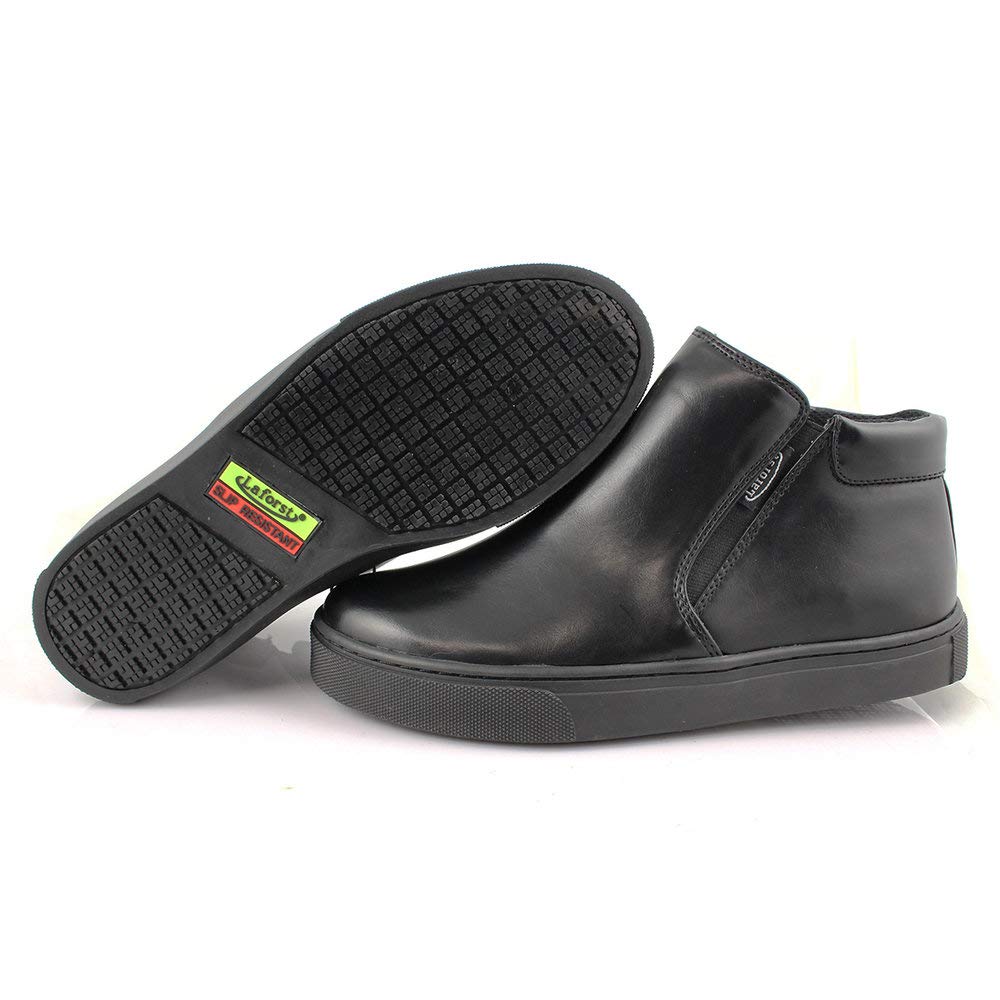 Laforst Crystal Womens 3152 Man Made Water and Stain Resistant Work Slip Resistant Double Gore Slip On Flats Black 7.5