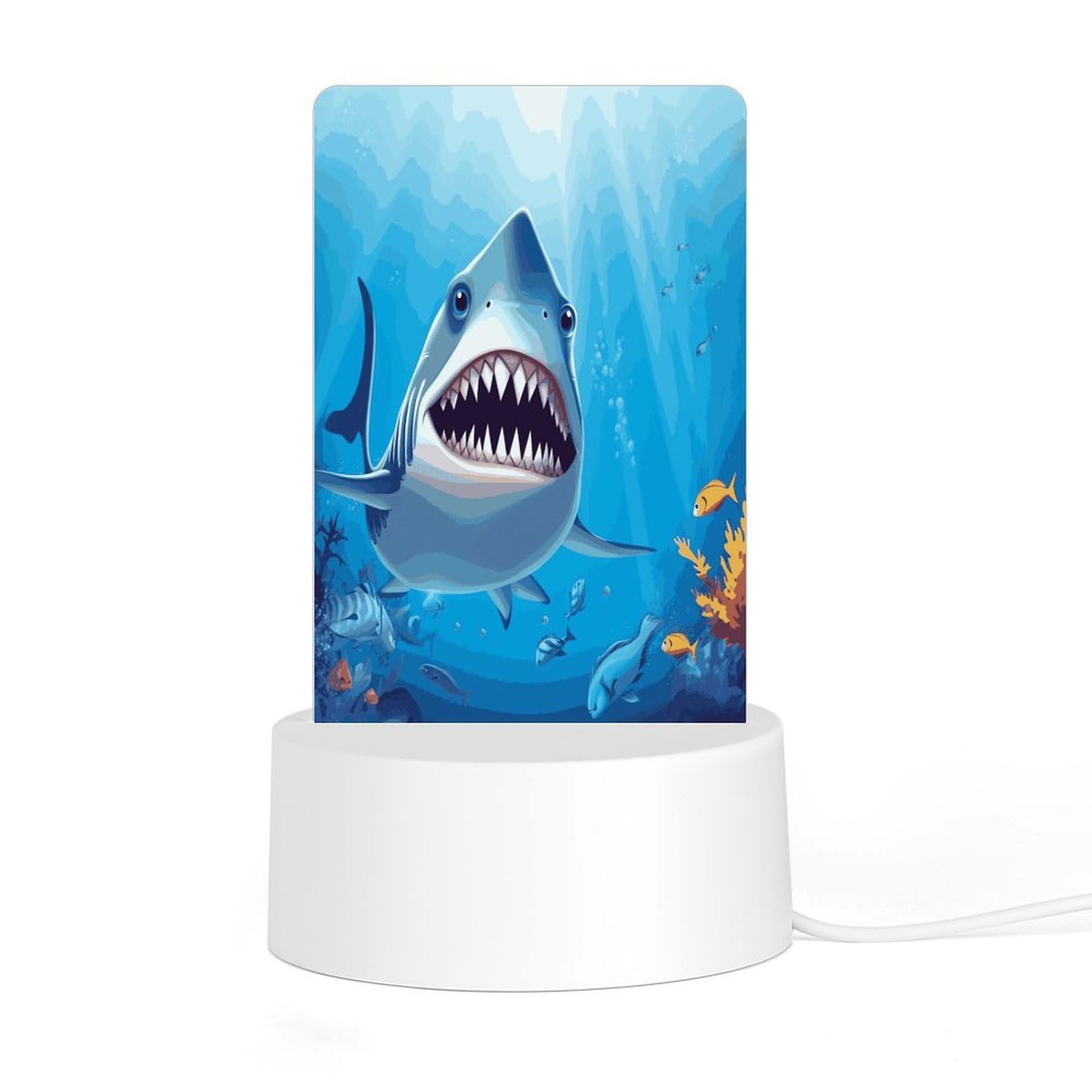 Adfgyerh Style Smiling Shark Night Light Acrylic Material Easy Installation, Home Decor Usb Interface Power Supply, Lamp For Restaurant Bar Cafe Room Decor