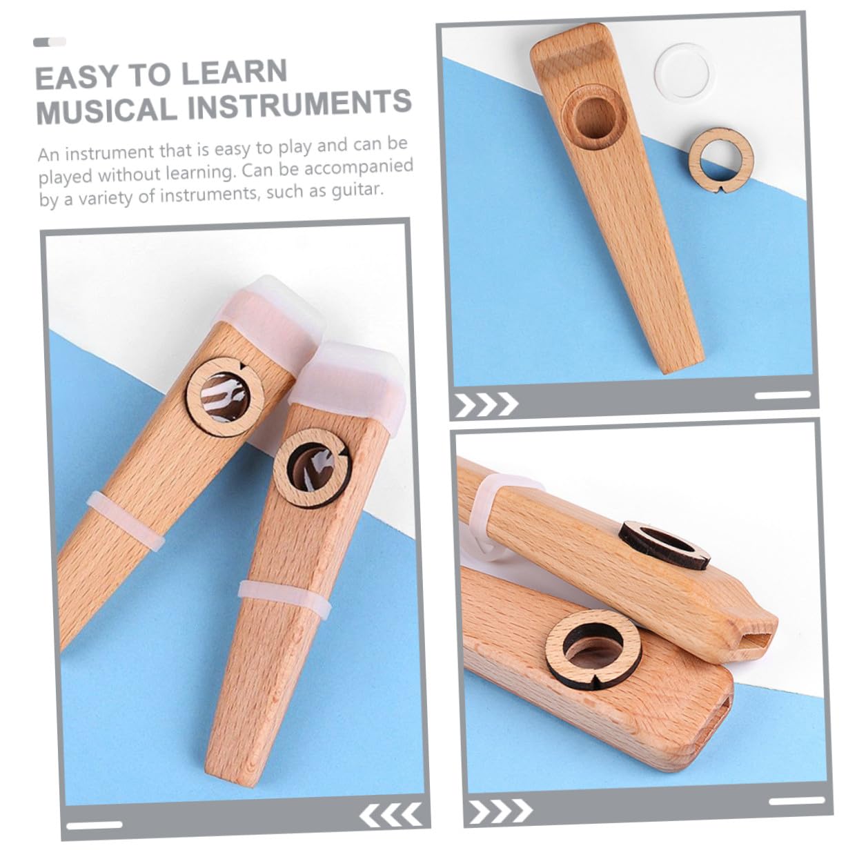 Hemobllo Kazoo Profesional de Madera Pulida Compacto y Portátil Instrumento Fácil de Tocar para Acompañar Guitarra Ukelele Violín y Piano para Iniciación Musical y Entretenimiento