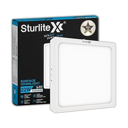 Sturlite S-FIT 22W Square LED Surface Light| 6500k Cool White Color Temperature| 1760 Lumens with CRI Tech for Accurate Color Representation - (Pack of 1)