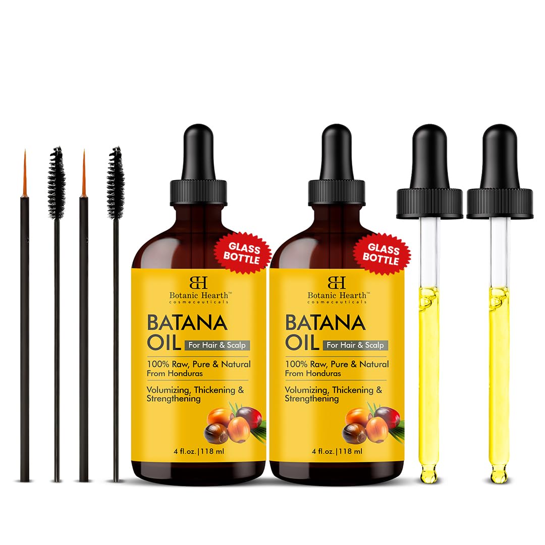 Batana Oil for Hair Growth, Dr Sebi Inspired, 100% Raw & Pure Batana Oil from Honduras, Nourishing Scalp & Hair Treatment for Thickness & Strength, All Hair Types, 4 oz (2pack)