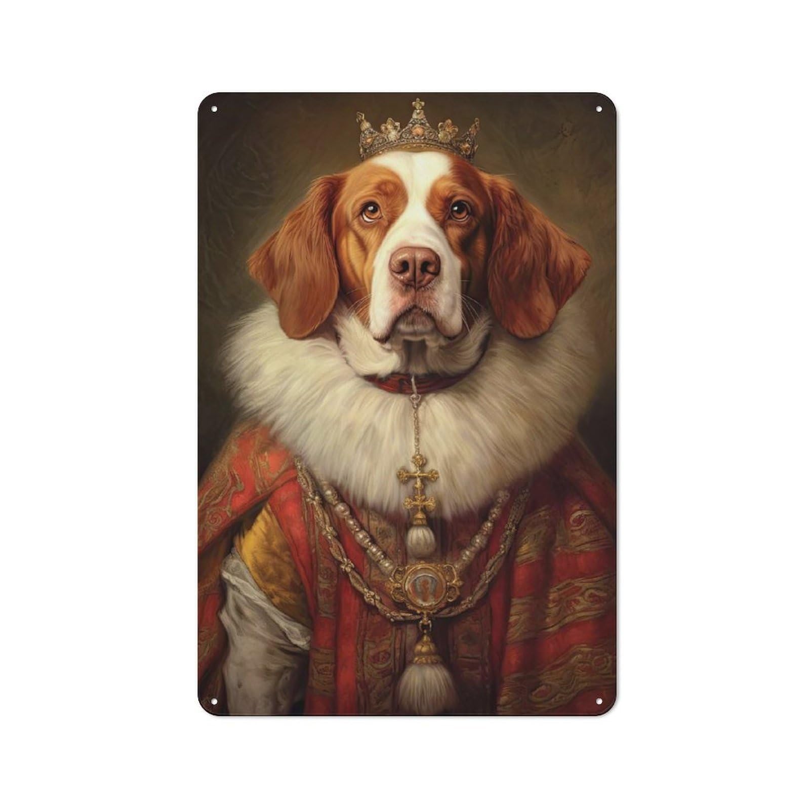 Junmoney Style-22 Industrial Brittany Spaniel The King Tin Sign 30X20cm, Garage Wall Decor For Garage, Hobby Room, Office Or Man Cave