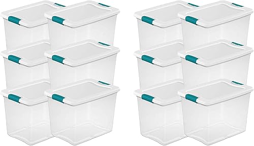 ORDALI for Sterilite 25 Quart Capacity Clear Plastic Storage Tote Bins with Lids, (12 Pack) Upgrade Parts