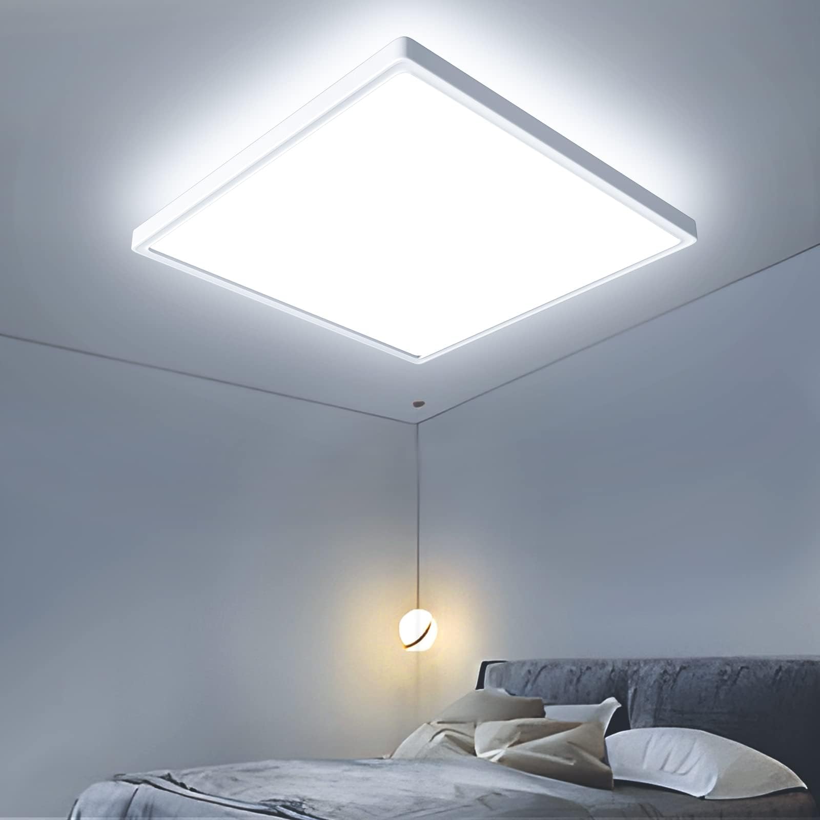 OTREN Plafoniera LED Soffitto Quadrata, 6500K Lampada da Soffitto LED Moderno, Plafoniera Bagno IP44 per Camera da Letto, Cucina, Soggiorno, Balcone, Ufficio, 30CM