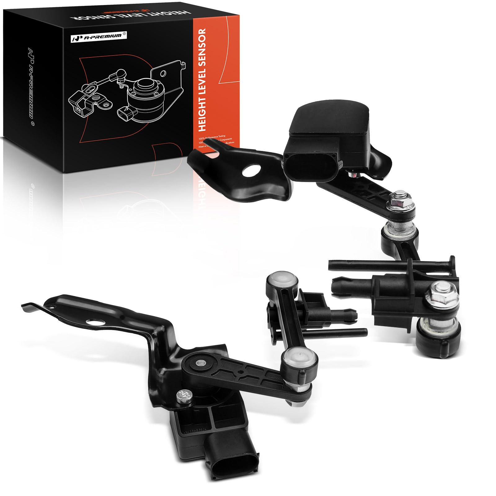 A-Premium Ride Height Level Sensor Compatible with Audi Q7 2007-2015 & Volkswagen Touareg 2004-2010, Front Driver and Passenger Side, 2-PC Set