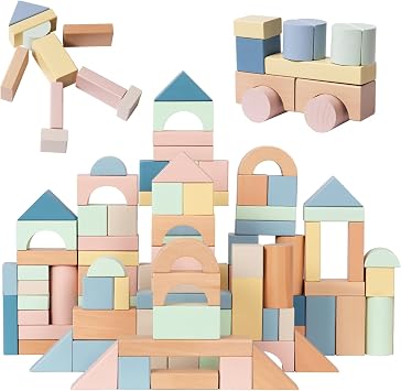 Nene Toys Nene Toys - Blocs de construction en bois FSC 100 pièces, tons pastel