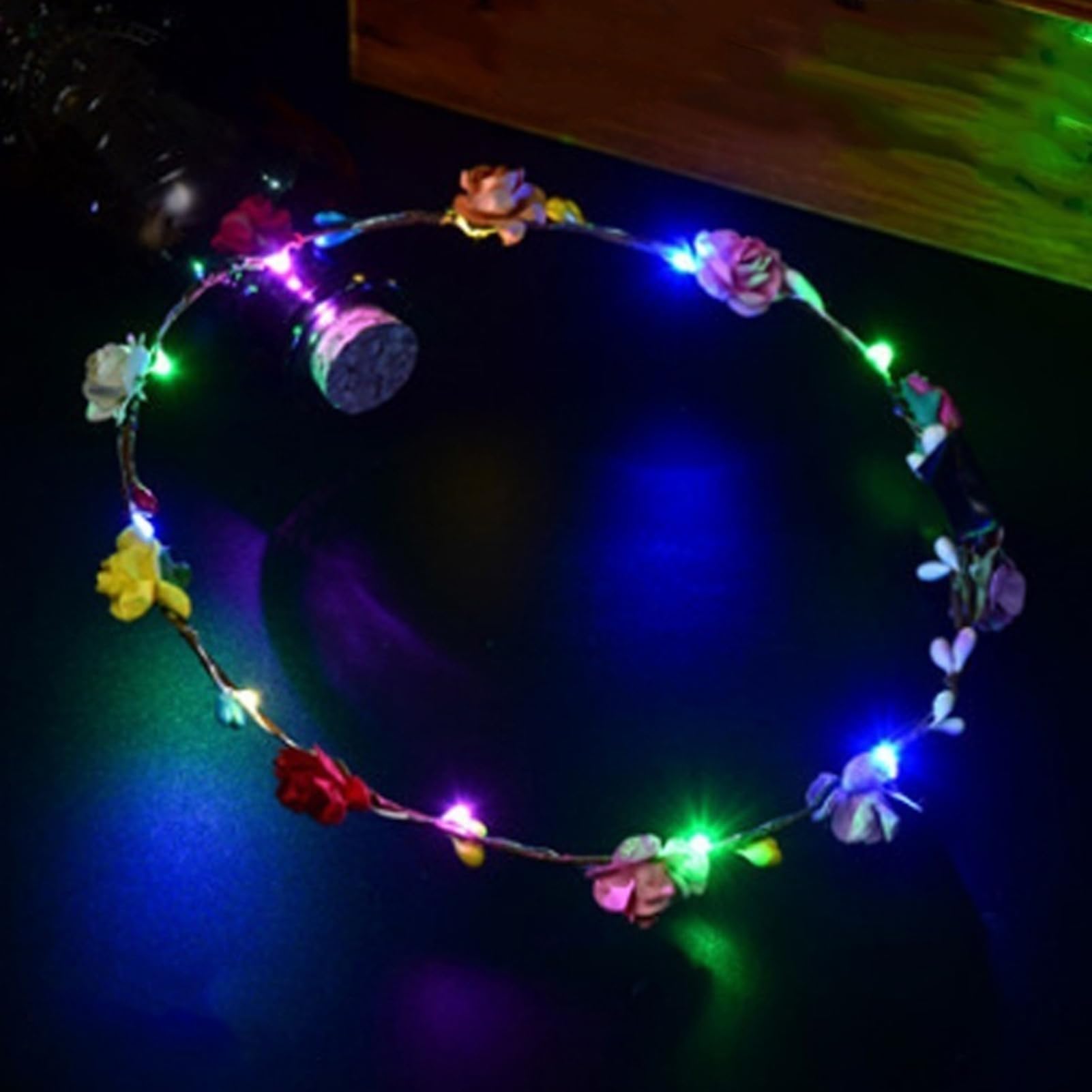 matumou LED Flower Garland Headband Girls Women Bride Beach Travel Hairband Headwear