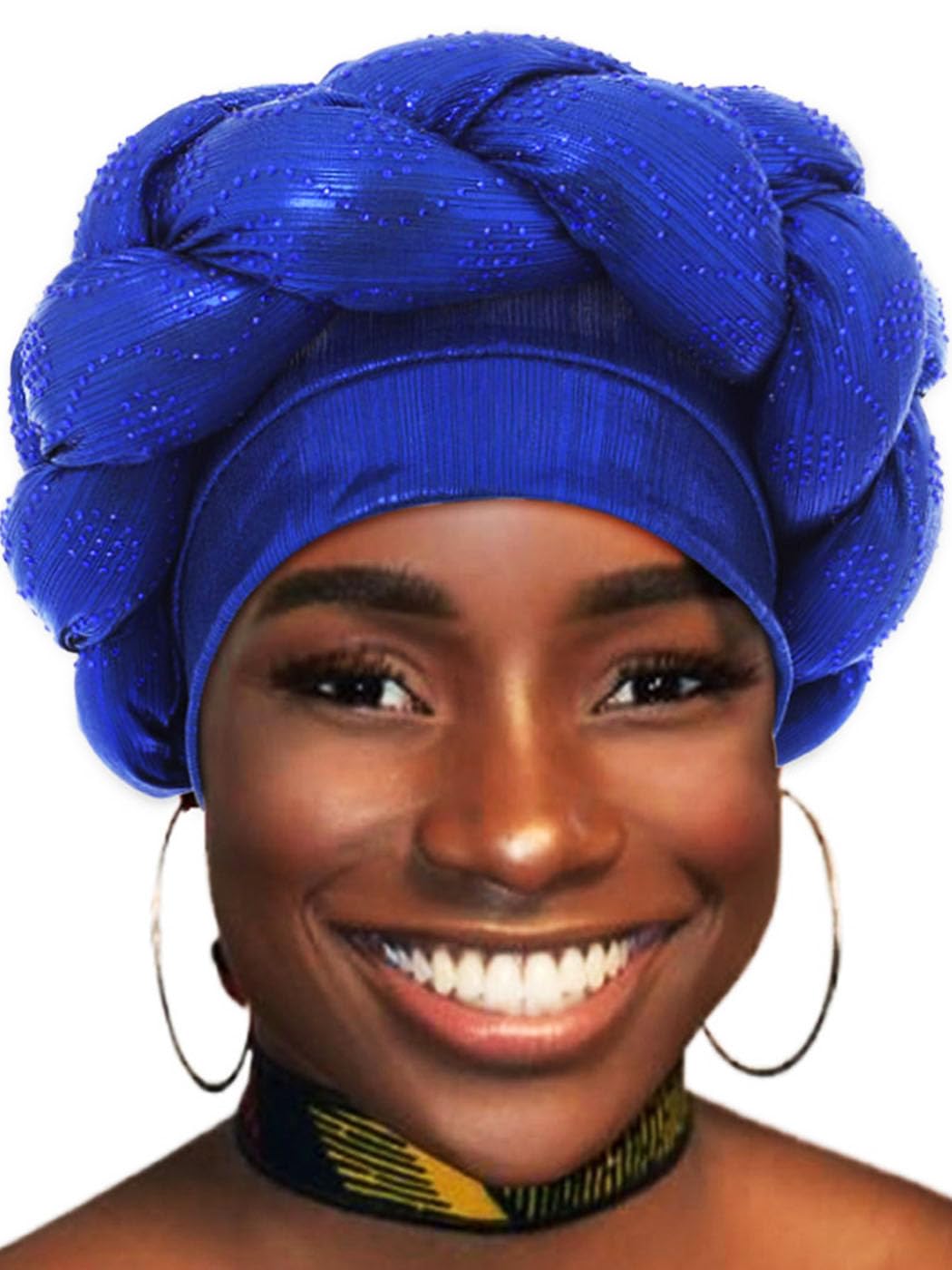 Double Braid Pre-Tied Head Wrap Turban | Stretchy African Head Scarf For Women & Girls