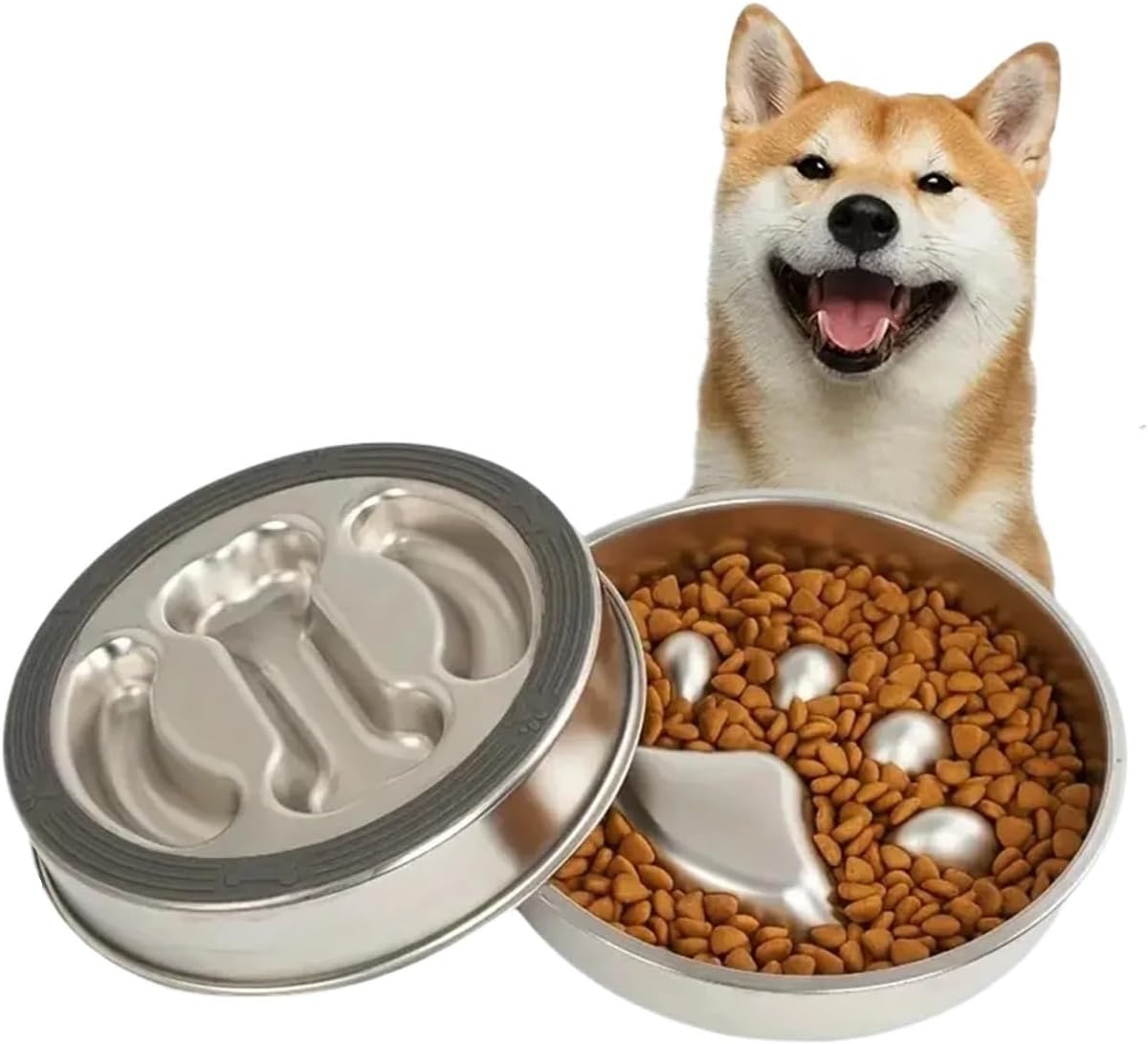Stainless Steel pet Bowls Protect The Necks of Pets, stem Choking, Non-Slip, Easy to Clean, Suitable for Small, Medium Dogs(2pc)