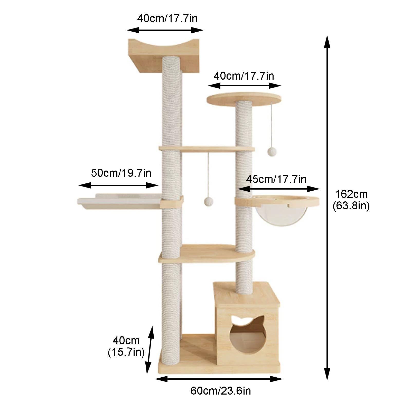 Albero Tiragraffi A Torre, Centro Attività Minimalista per Gatti con Palline Sospese E Capsula Spaziale, Mobile Salvaspazio per Gatti Ideale per Piccoli Appartamenti