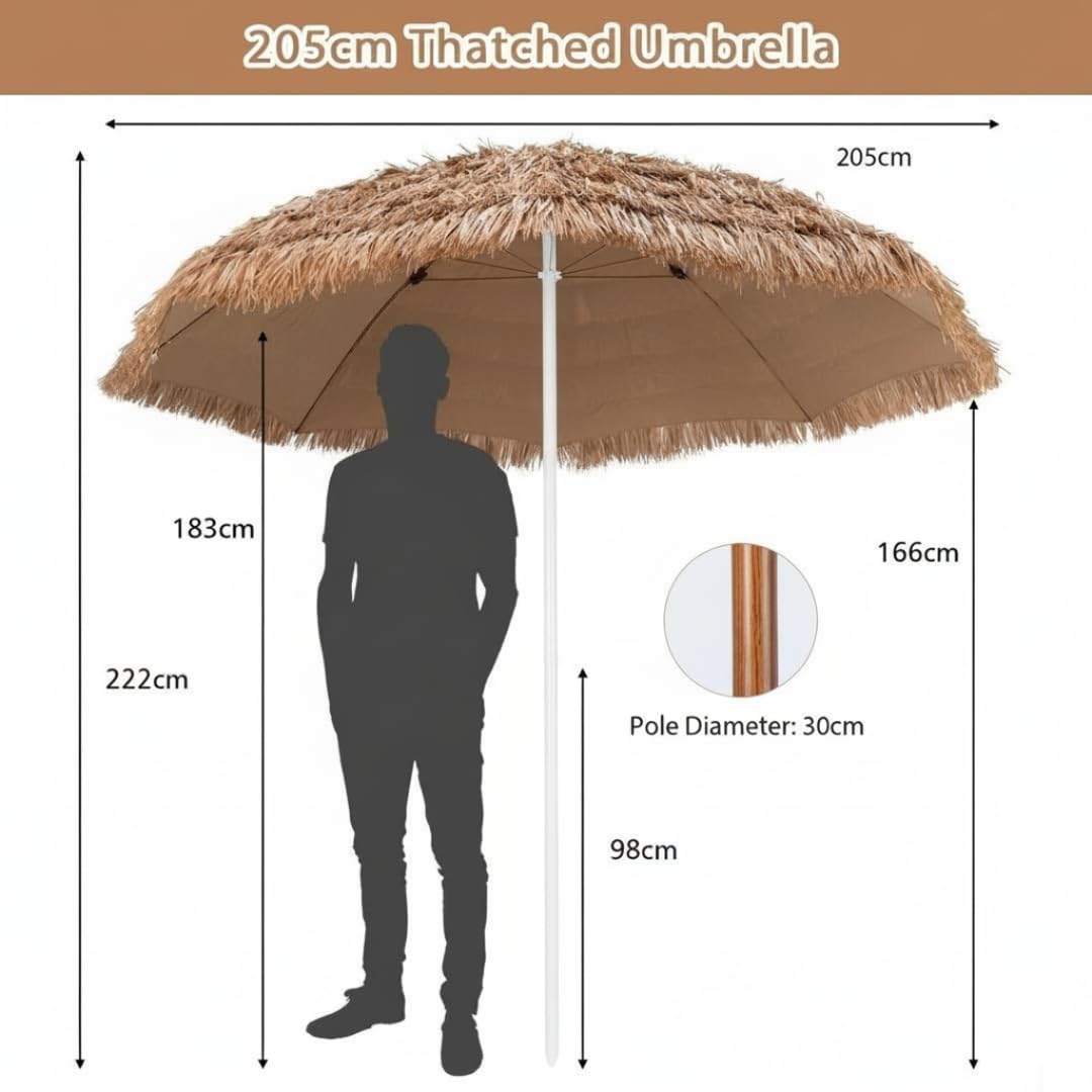 space panda Havana Straw-Roof Outdoor Patio Umbrella for Garden, Beachside, and Café – Sunshade Parasol, Durable Waterproof Canopy for Summer Relaxation, Home and Commercial Use, Easy Installation, Stylish Design 3