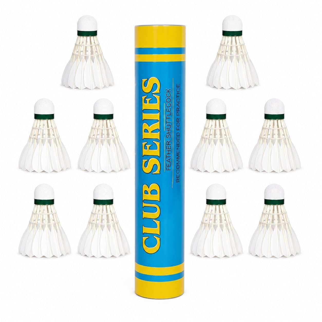 club series feather shuttlecock pack of 10 | high-class tournament grade badminton shuttlecocks | speed 78 | durable feather shuttle for training, practice & match play