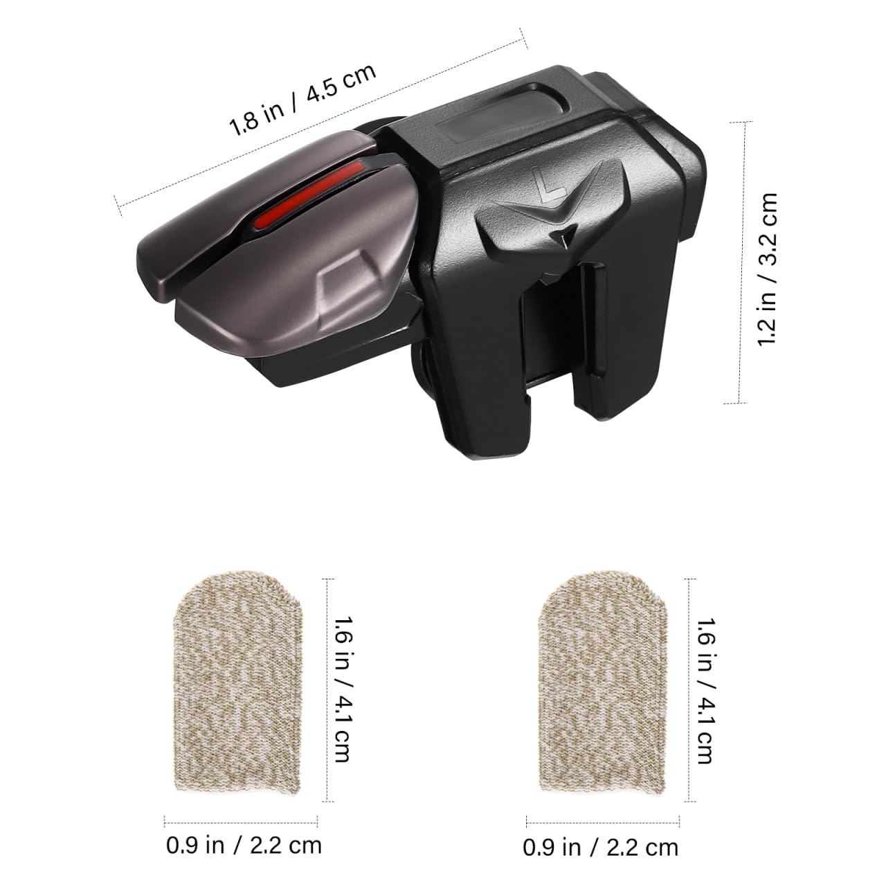 UKCOCO Mobile Controller 6 Trigger + 3 Fingerhandschuhe Set – ergonomische L2/R2 Auslöser für präzises Zielen & Schießen, atmungsaktive Gaming-Fingerhüllen reduzieren Bildschirmlatenz