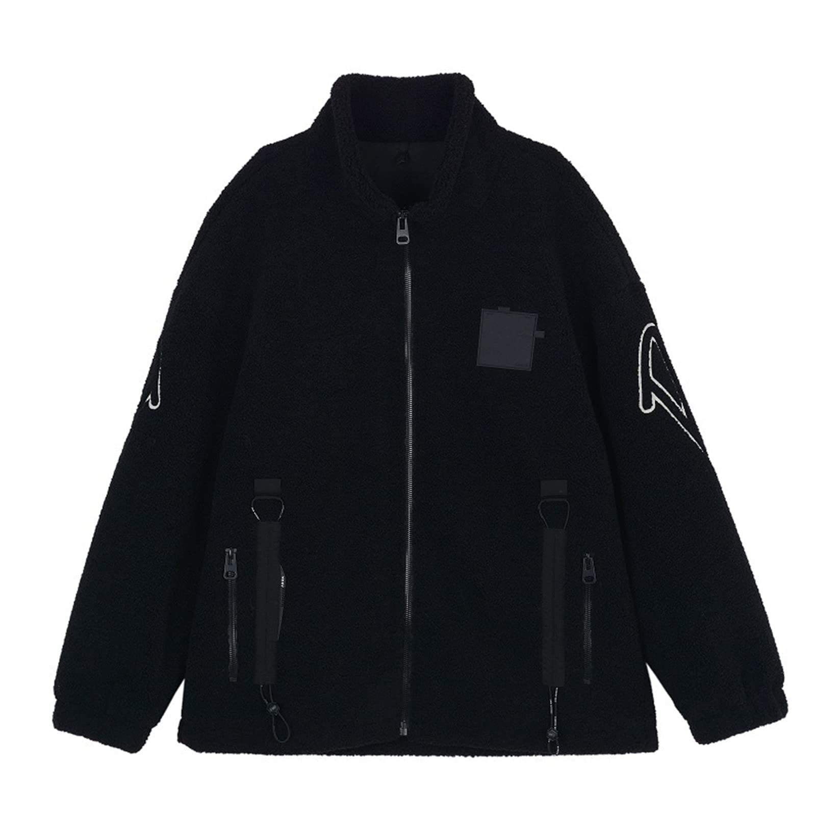 HB1 Chaqueta de Lana Polar para Hombre Bordado Estampado Cálido Cremallera al Aire Libre Abrigo Deportivo Cuello Alto Béisbol Tops