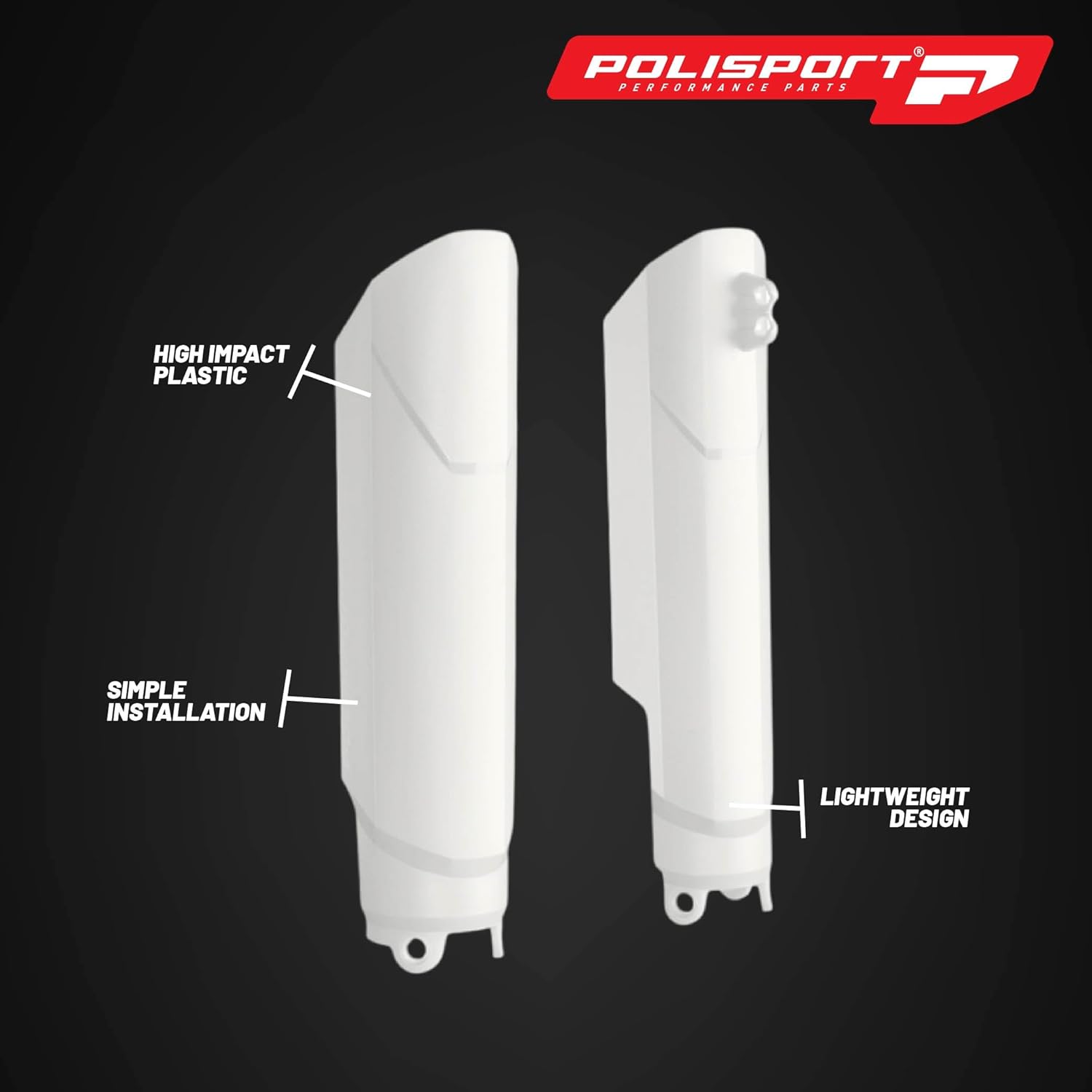 Polisport Fork Guards for Yamaha YZ250F/YZ450F 16-21, YZ125/250 15-21, YZ250FX/YZ450FX 16-21 | Durable Polypropylene, OEM Fit, White, Enduro Fork Protection