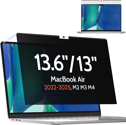 Mamol Pantalla de privacidad para MacBook Air de 13.6 y 13 pulgadas 2022-2024 (M2, M3), filtro de luz azul antideslumbrante extraíble magnético,