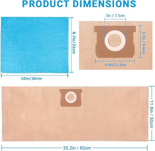 Miniatura 7 de Paquete de 8 bolsas de filtro desechables 19-3100 compatibles con Stanley 5-8 galones húmedoseco Vac SL18115, SL18115P, SL18116, SL18116P, SL18117,