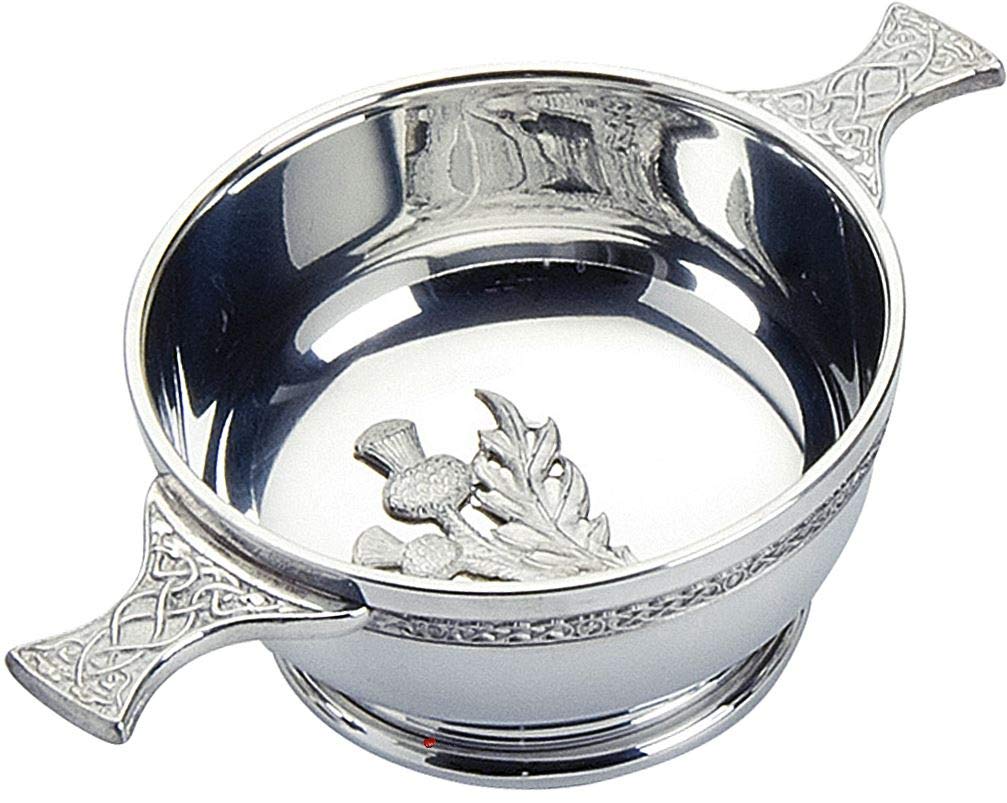 I LUV LTD Scottish Quaich Celtic Handles Embossed Thistle 4