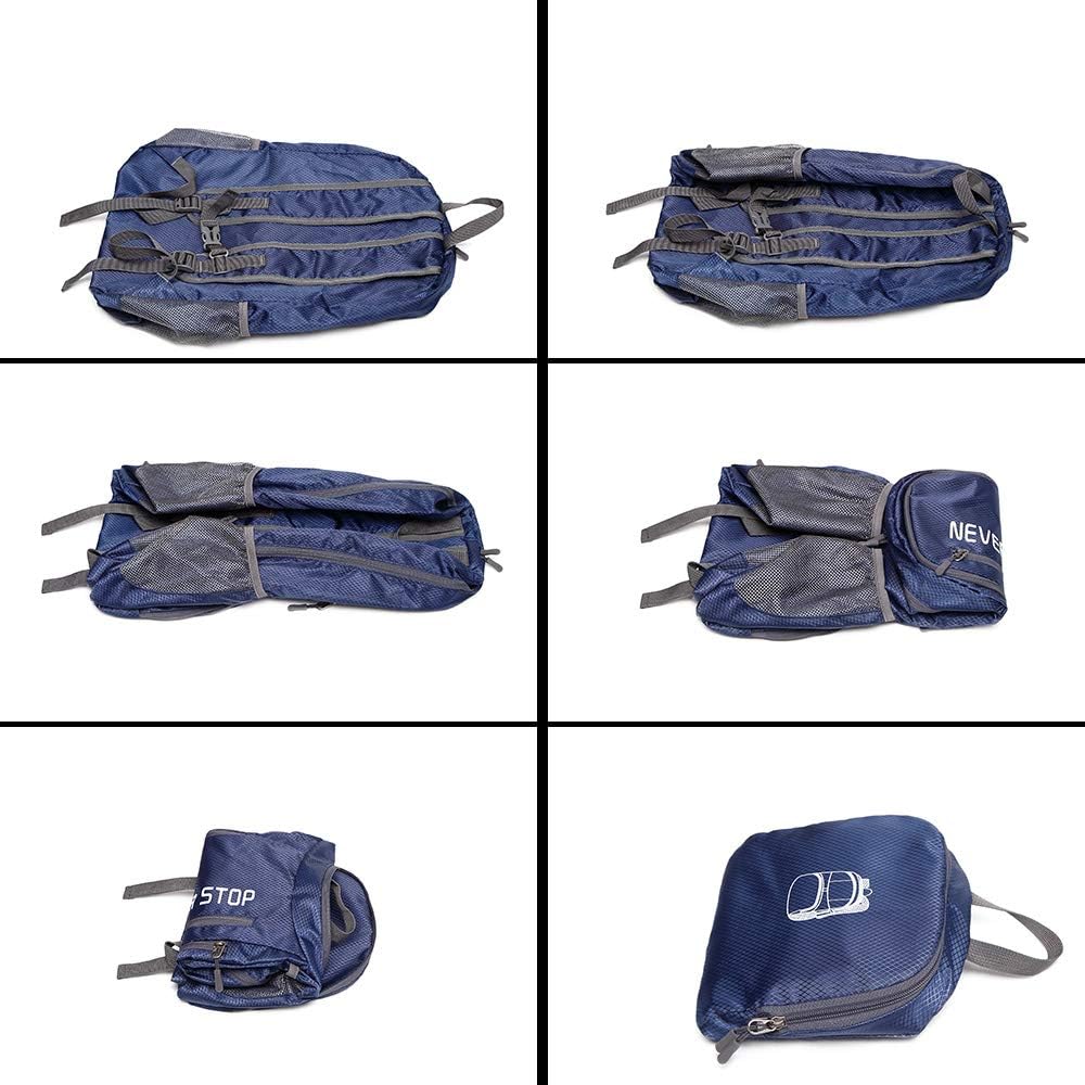 30L Polyester Outdoor Camping Hiking Travel Backpack Foldable Lightweight Portable Travel Duffel Luggage Bag Royal Blue